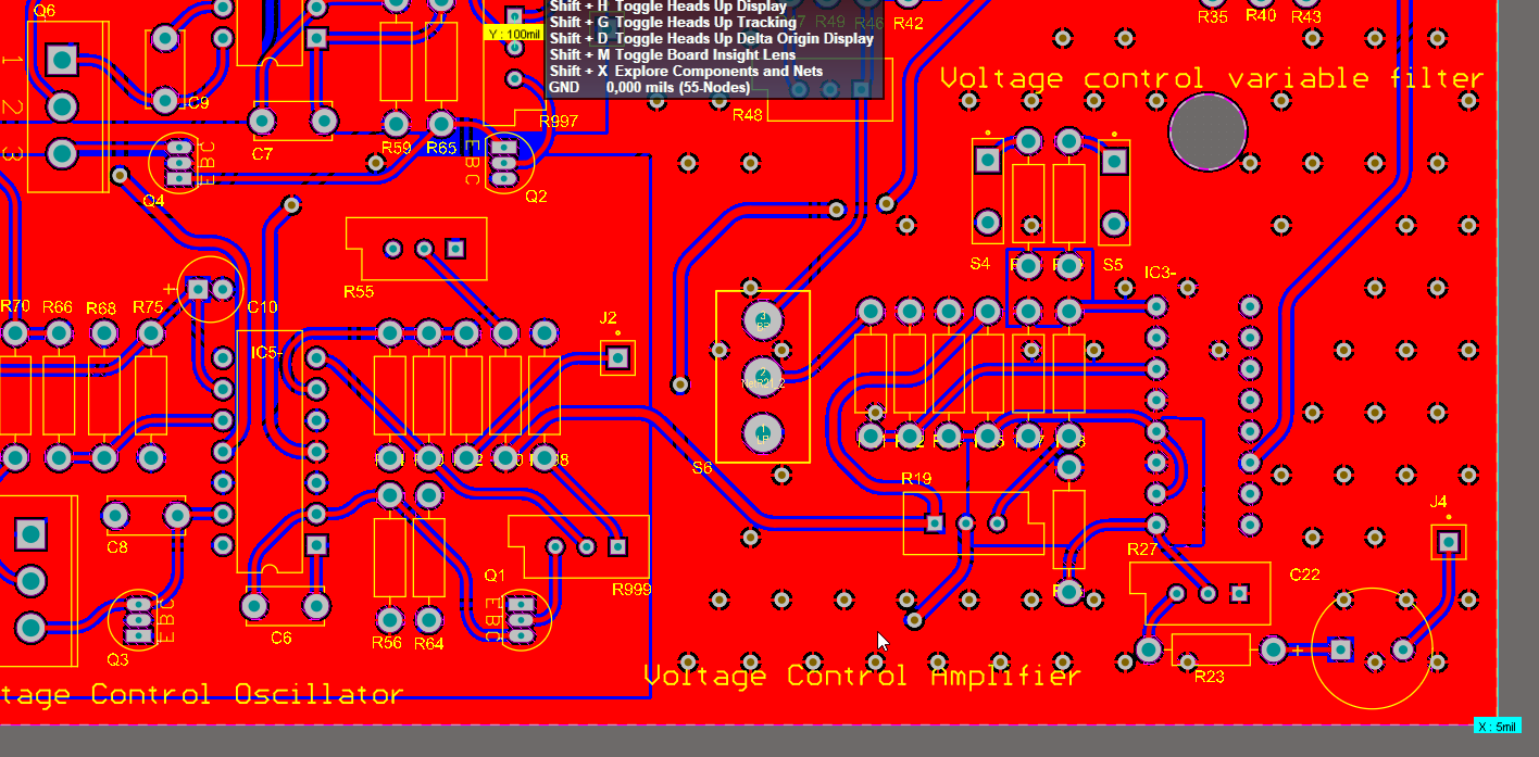 Screenshot of the PCB conception on Altium